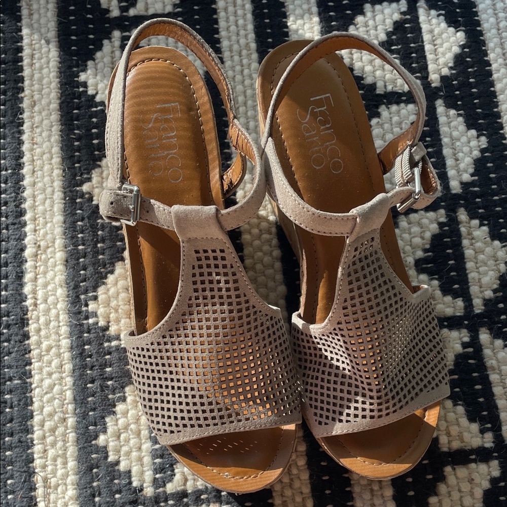 Franco Sarto Beige Cutout Sandals